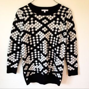 R&J trendy geometric sweater black and white sz L